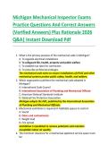 Michigan Mechanical Inspector Exams  Practice Questions And Correct Answers  &lpar;Verified Answers&rpar; Plus Rationale 2026  Q&A&vert; Instant Download Pdf 