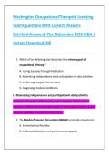 Washington Occupational Therapist Licensing  Exam Questions With Correct Answers  &lpar;Verified Answers&rpar; Plus Rationales 2026 Q&A &vert;  Instant Download Pdf