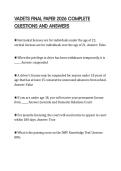VADETS FINAL PAPER 2026 COMPLETE QUESTIONS AND ANSWERS