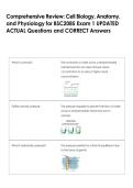 Comprehensive Review&colon; Cell Biology&comma; Anatomy&comma;  and Physiology for BSC2085 Exam 1 UPDATED  ACTUAL Questions and CORRECT Answers