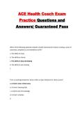 ACE Health Coach Exam Practice Questions and Answers&vert; Guaranteed Pass