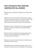 WGU C190 BIOLOGY FINAL PAPER 2026 QUESTIONS WITH FULL ANSWERS