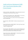 Health and Human Development &lpar;HHD&rpar; - Unit 1 Exam Revision Questions With Correct Answers&period;