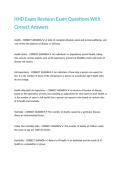 HHD Exam Revision Exam Questions With Correct Answers 