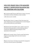 WGU D076 FINANCE SKILLS FOR MANAGERS MODULE 9 CERTIFICATION EVALUATION 2026 FULL QUESTIONS WITH SOLUTIONS