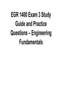 EGR 1400 Exam 3 Study Guide and Practice Questions Engineering Fundamentals 2025&sol; 2026 Comprehensive Electrical and Computer Engineering Study Guide with Solutions