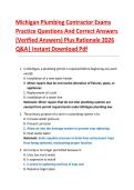 Michigan Plumbing Contractor Exams   Practice Questions And Correct Answers   &lpar;Verified Answers&rpar; Plus Rationale 2026   Q&A&vert; Instant Download Pdf  