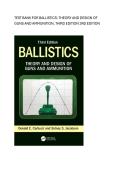 Test bank for Ballistics&colon; Theory and Design of Guns and Ammunition graded A&plus;