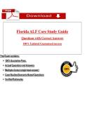 Florida ALF Core Study Guide  Questions with Correct Answers  100&percnt; Updated Guaranteed success