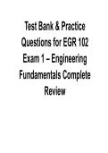Test Bank and Practice Questions for EGR 102 Exam 1 Engineering Fundamentals Complete Review 2025&sol; 2026 Comprehensive Electrical and Computer Engineering Study Guide with Solutions