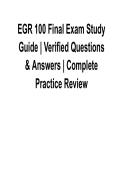 EGR 100 Final Exam Study Guide Verified Questions and Answers Complete Practice Review 2025&sol; 2026 Comprehensive Electrical and Computer Engineering Study Guide with Solutions