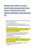 Michigan Police Officer Promotion  Exams Practice Questions And Correct  Answers &lpar;Verified Answers&rpar; Plus  Rationale 2026 Q&A&vert; Instant Download  Pdf 
