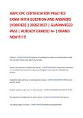 AAPC CPC CERTIFICATION PRACTICE  EXAM WITH QUESTION AND ANSWERS  &lbrack;VERIFIED&rsqb; &vert; 2026&sol;2027 &vert; GUARANTEED  PASS &vert; ALREADY GRADED A&plus; &vert; BRAND  NEW&excl;&excl;&excl;&excl;&excl;&excl;&excl;