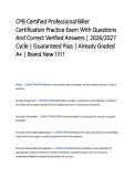 CPB Certified Professional Biller  Certification Practice Exam With Questions  And Correct Verified Answers &vert; 2026&sol;2027  Cycle &vert; Guaranteed Pass &vert; Already Graded  A&plus; &vert; Brand New &excl;&excl;&excl;&excl;&excl;