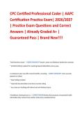 CPC Certified Professional Coder &vert; AAPC  Certification Practice Exam&vert; 2026&sol;2027  &vert; Practice Exam Questions and Correct  Answers &vert; Already Graded A&plus; &vert;  Guaranteed Pass &vert; Brand New&excl;&excl;&excl;&excl;