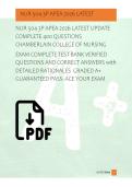 NUR 504 3P APEA 2026 LATEST UPDATE  COMPLETE 400 QUESTIONS  CHAMBERLAIN COLLEGE OF NURSING  EXAM COMPLETE TEST BANK VERIFIED   QUESTIONS AND CORRECT ANSWERS with  DETAILED RATIONALES  GRADED A&plus;  GUARANTEED PASS- ACE YOUR EXAM   