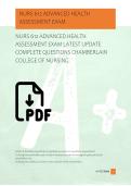 NURS 612 ADVANCED HEALTH  ASSESSMENT EXAM LATEST UPDATE  COMPLETE QUESTIONS CHAMBERLAIN  COLLEGE OF NURSING 