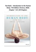 Test Bank - Introduction to the Human Body&comma; 11th Edition &lpar;Tortora&comma; 2026&rpar; Chapter 1-24 &vert; All Chapters
