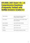 UTA BIOL 2457 Exam I Ch&period; 1-6 Comprehensive Questions &lpar;Frequently Tested&rpar; with Verfied Answers Graded A&plus;
