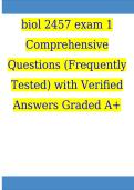 biol 2457 exam 1 Comprehensive Questions &lpar;Frequently Tested&rpar; with Verified Answers Graded A&plus; Package Deal