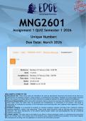 MNG2601 Assignment 1 QUIZ &lpar;ANSWERS&rpar; Semester 1 2026 - DISTINCTION GUARANTEED