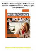 Test Bank - Pharmacology for the Primary Care Provider&comma; 4th Edition &lpar;Edmunds&comma; 2026&rpar;&comma; Chapter 1-73 &vert; All Chapters