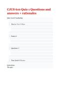 CJUS 610 Quiz 1 Questions and answers &plus; rationales 