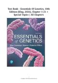 Test Bank - Essentials of Genetics&comma; 10th Edition &lpar;Klug&comma; 2026&rpar;&comma; Chapter 1-21 &plus; Special Topics &vert; All Chapters