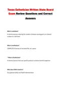 Texas Esthetician Written State Board Exam Review Questions and Correct Answers