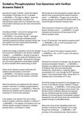 Oxidative Phosphorylation Test Questions with Verified Answers Rated A