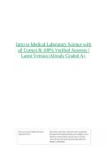 Intro to Medical Laboratory Science with all Correct & 100&percnt; Verified Answers &vert;Latest Version &vert;Already Graded A&plus;