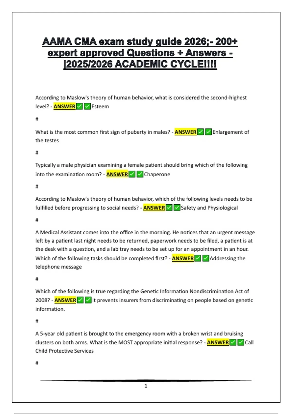 AAMA CMA exam study guide 2026;- 200+ expert approved Questions ...