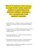 WGU D772 Statistical Data Literacy  OA EXAM STUDY GUIDE 2026&sol;2027  COMPLETE QUESTIONS WITH  VERIFIED CORRECT ANSWERS &vert;&vert;  100&percnt; GUARANTEED PASS  <NEWEST VERSION> 