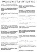 AP Psychology Memory Study Guide Complete Review