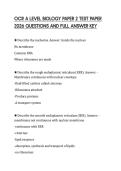 OCR A LEVEL BIOLOGY PAPER 2 TEST PAPER 2026 QUESTIONS AND FULL ANSWER KEY