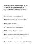 OCR GCSE COMPUTER SCIENCE PAPER 1 COMPREHENSIVE EXAM 2026 FULL QUESTIONS AND CORRECT ANSWERS