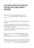 OCS MILITARY HISTORY FINAL PAPER 2026 EXAM Q&A STUDY GUIDE COMPLETE SOLUTIONS