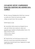 OCS MILITARY HISTORY COMPREHENSIVE EXAM 2026 QUESTIONS AND ANSWERS 100&percnt; CORRECT