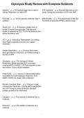 Glycolysis Study Review with Complete Solutions