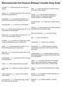 Macromolecules And Enzymes &lpar;Biology&rpar; Complete Study Guide