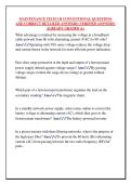 MAINTENANCE TECH I-II CONVENTIONAL QUESTIONS  AND CORRECT DETAILED ANSWERS &lpar;VERIFIED ANSWERS&rpar;  ALREADY GRADED A&plus;