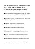 SOPHIA ANCIENT GREEK PHILOSOPHERS UNIT 1 CERTIFICATION EVALUATION 2026 COMPREHENSIVE QUESTIONS ANSWERS