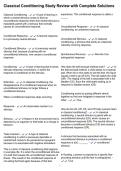 Classical Conditioning Study Review with Complete Solutions