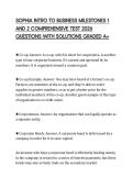 SOPHIA INTRO TO BUSINESS MILESTONES 1 AND 2 COMPREHENSIVE TEST 2026 QUESTIONS WITH SOLUTIONS GRADED A&plus;