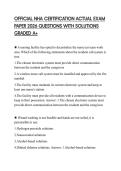 OFFICIAL NHA CERTIFICATION ACTUAL EXAM PAPER 2026 QUESTIONS WITH SOLUTIONS GRADED A&plus;
