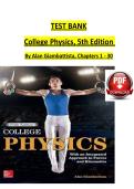 TEST BANK College Physics&comma; 5th Edition By Alan Giambattista&comma; Chapters 1 - 30