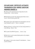SOS MECHANIC CERTIFICATE AUTOMATIC TRANSMISSION 2026 VERIFIED QUESTIONS ANSWERS GRADED A&plus;
