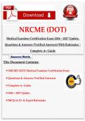 NRCME &lpar;DOT&rpar; Medical Examiner Certification Exam 2026 &ndash; 2027 Update&comma;  Questions & Answers &lpar;Verified Answers&rpar; With Rationales &vert; Complete A&plus; Guide