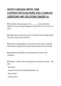 SOUTH CAROLINA SEPTIC TANK CONTRACTOR EXAM PAPER 2026 COMPLETE QUESTIONS AND SOLUTIONS GRADED A&plus;