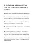 OHIO HEALTH AND LIFE INSURANCE FINAL EXAM 2026 COMPLETE SOLUTIONS 100&percnt; CORREC